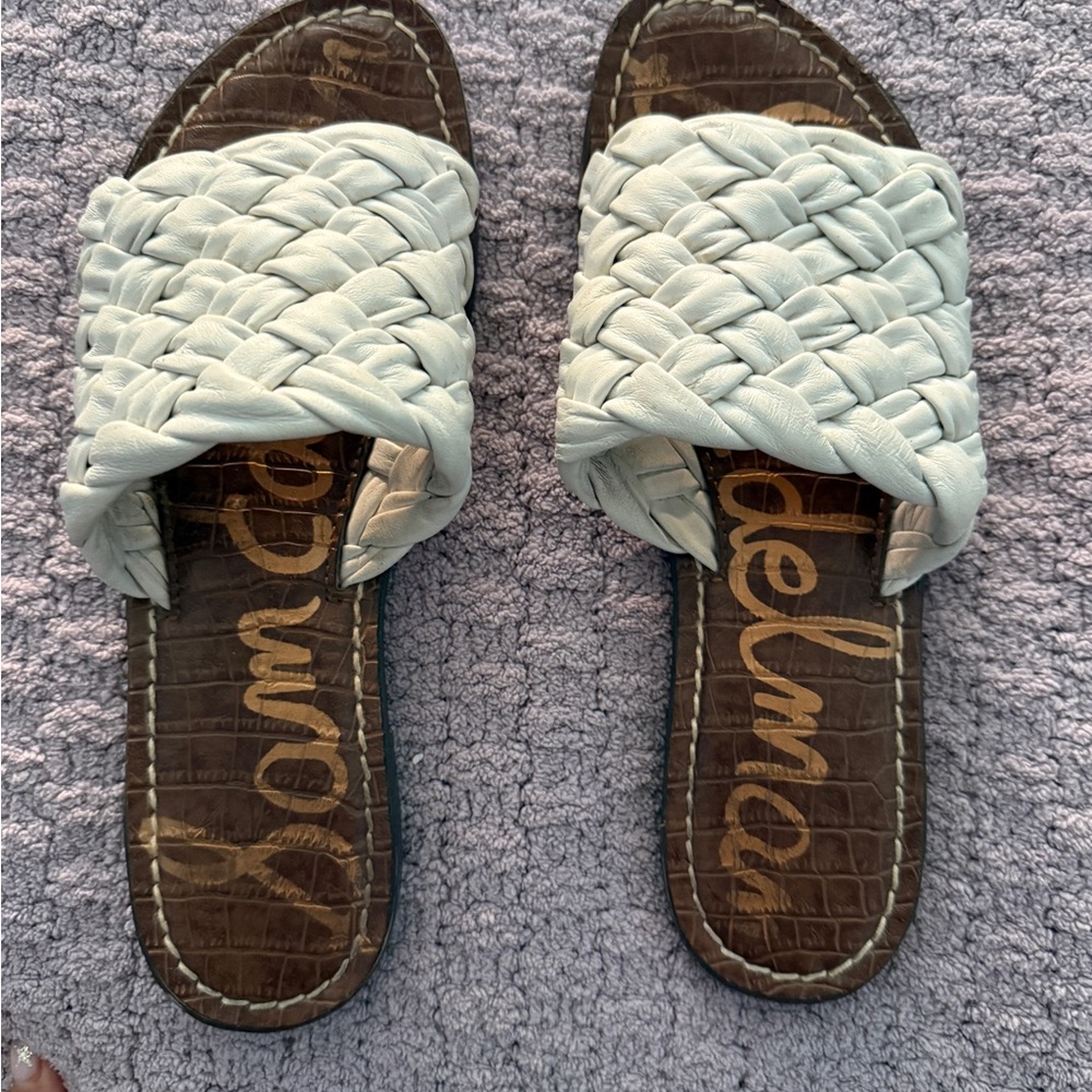 Sam Edelman Cream Quilted Slide Sandals